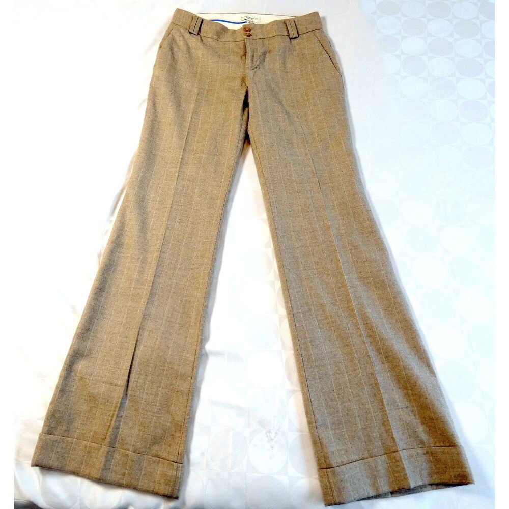 Banana Republic Wool Tan Tweed Martin Fit Pants Size 2 Fully Lined.